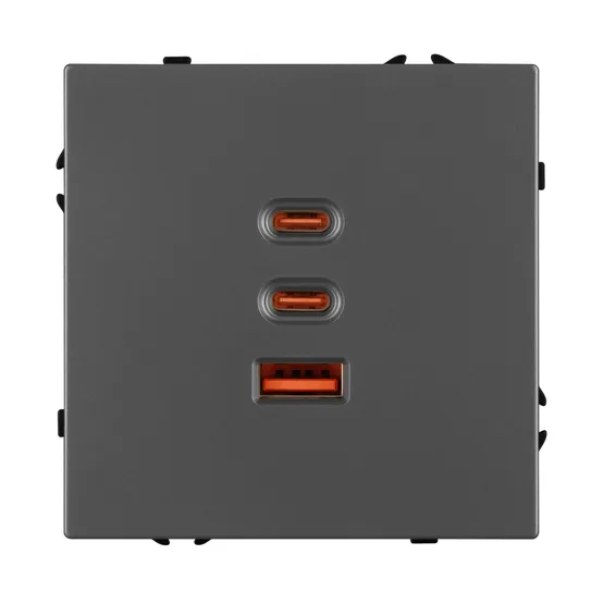 Фото #2 товара ARL NOBE USB Розетка тип А+С+С софт-тач серый базальт SCT-MUACC-SFPL-FC-GR (65W, QC3) (Arlight, -)