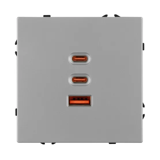 Фото #3 товара ARL NOBE USB Розетка тип А+С+С софт-тач никель SCT-MUACC-SFPL-FC-IS (65W, QC3) (Arlight, -)