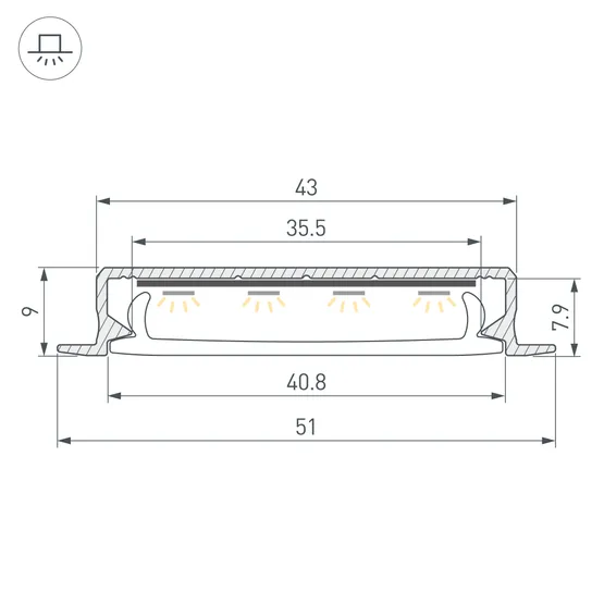 Фото #3 товара Профиль SL-LINIA40-F-H9-2000 ANOD (Arlight, Алюминий)