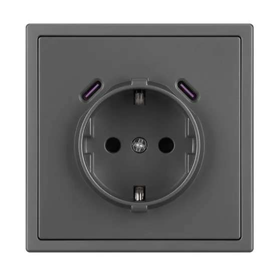 Фото #2 товара Механизм розетки с USB зарядкой SCT-NOBE-MUCC-SFPL-GR (230V, 16A) (Arlight, -)