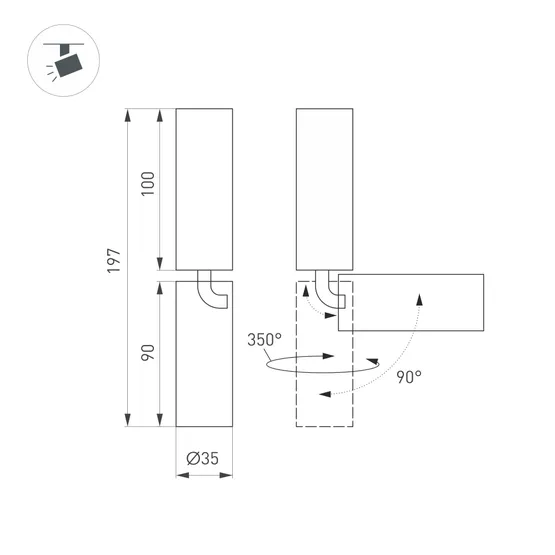 Фото #3 товара Светильник SP-NUANCE-SURFACE-FLAP-R35-7W Day4000 (WH, 36 deg, 230V) (Arlight, IP40 Металл, 5 лет)