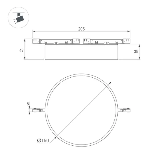 Фото #2 товара Светильник MAG-MICROCOSM-RONDO-R150-15W Warm3000 (WH, 90 deg, 24V) (Arlight, IP20 Металл, 5 лет)