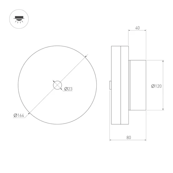 Фото #2 товара Светильник SP-MENTA-WALL-R165-12W Warm2700 (BK, 130 deg, 230V) (Arlight, IP20, Мрамор, 5 лет)
