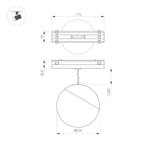 Фото #3 товара Светильник MAG-VIBE-EMISFERO-HANG-R100-6W Warm3000 (WH, 130 deg, 48V) (Arlight, IP20 Металл, 5 лет)