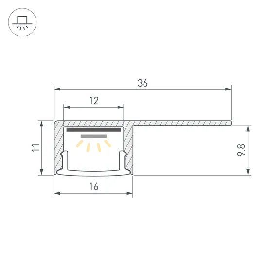 Фото #3 товара Профиль ARH-DECORE-S12-LINE-EDGE-3000 ANOD (Arlight, Алюминий)