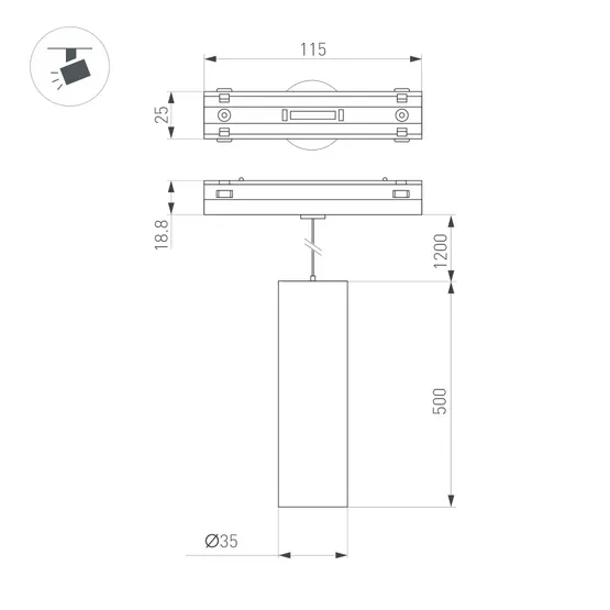 Фото #4 товара Светильник MAG-VIBE-SPOT-HANG-R35-10W Day4000 (WH, 24 deg, 48V) (Arlight, IP20 Металл, 5 лет)