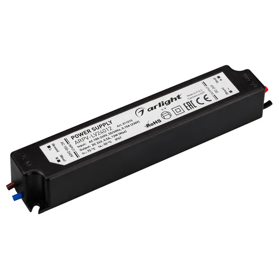 Фото #1 товара Блок питания ARPV-LV24012 (24V, 0.5A, 12W) (Arlight, IP67 Пластик, 2 года)